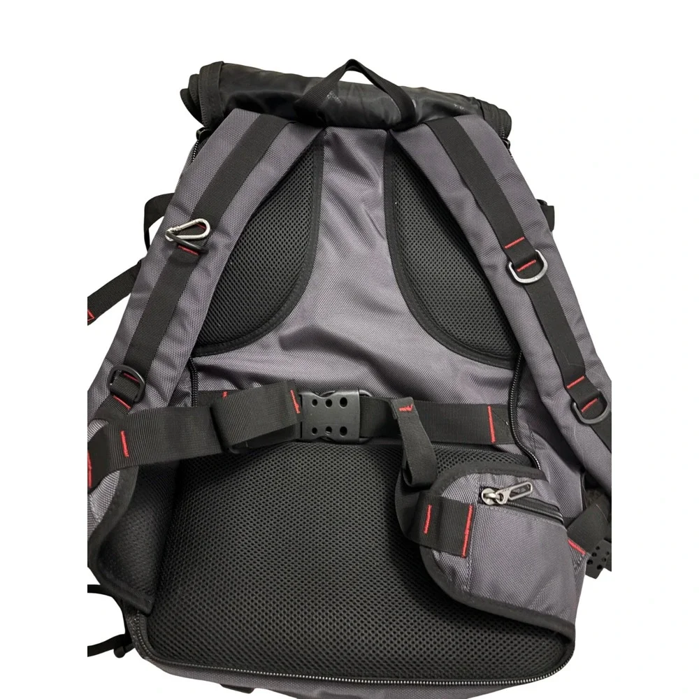 Witzman Backpack OS Travel Tactical Laptop Bag Grey Red Canvas Multi-Pocket